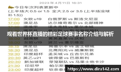 观看世界杯直播的精彩足球赛事名称介绍与解析